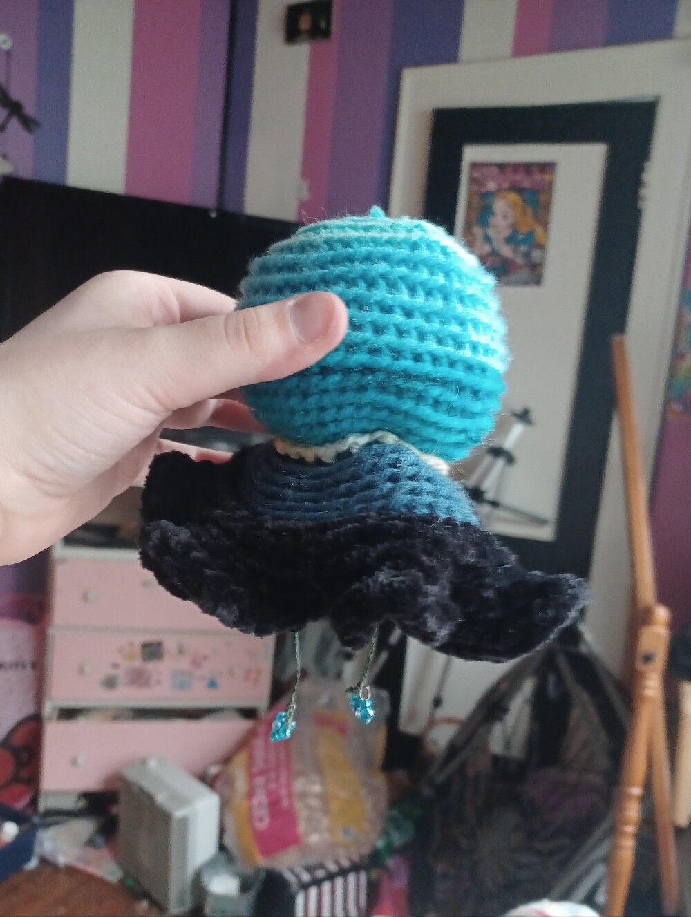 Handmade Crochet Small Jellyfish Dice Bag And Mini Purse